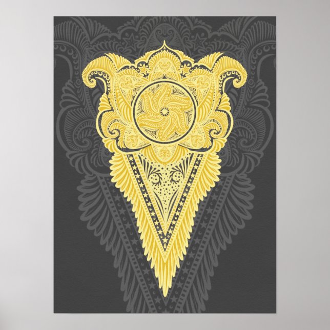 Golden Ornamental Flame Poster (Front)