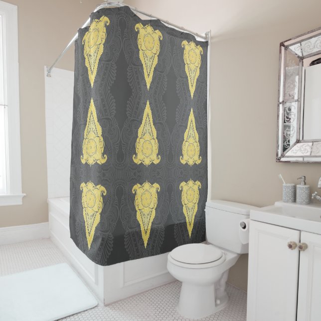 Golden Ornamental Flame Shower Curtain (In Situ)