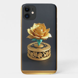 Golden Ornamental Frame with Floral Motif iPhone 11 Case