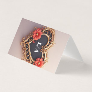 Golden Ornamental Heart Wreath With Red Flowers