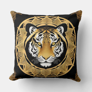 Golden Ornamental Tiger Artwork Cushion