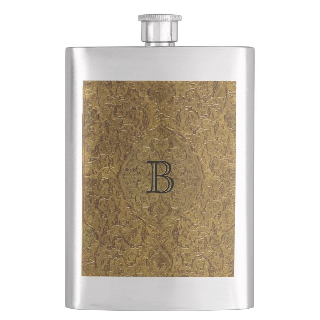 Golden Ornamental with Initial Hip Flask (Front)