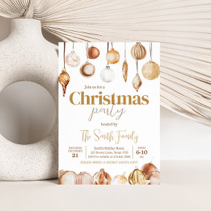 Golden Ornaments Holiday Christmas Party Invitation