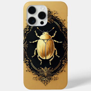 Golden Ornate Beetle on Decorative Background iPhone 15 Pro Max Case