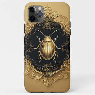 Golden Ornate Beetle on Decorative Background iPhone 11 Pro Max Case