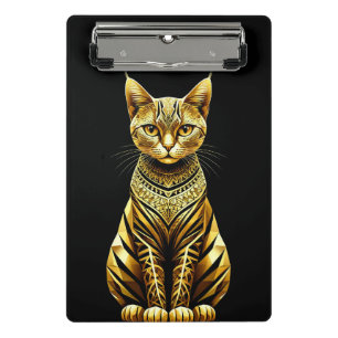 Golden Ornate Cat Illustration Mini Clipboard
