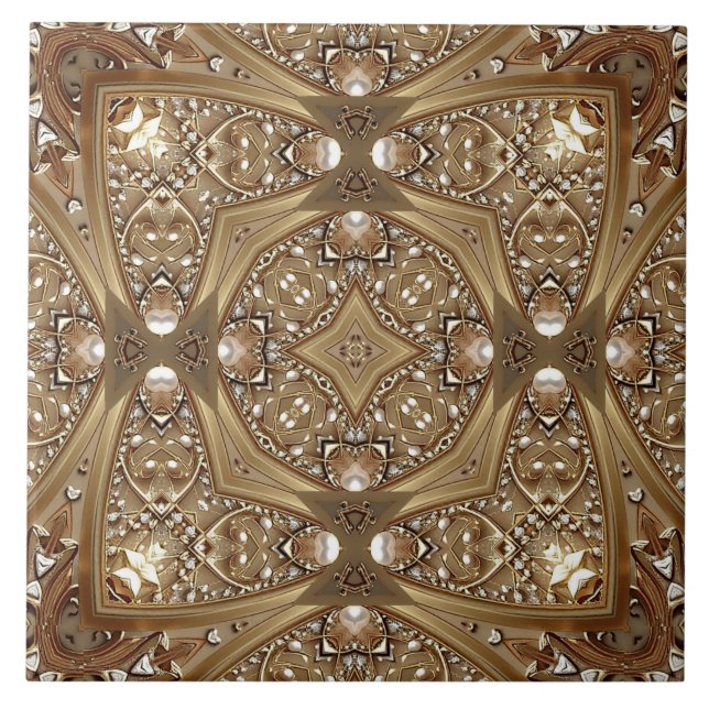 Golden Ornate Ceramic Tile (Front)