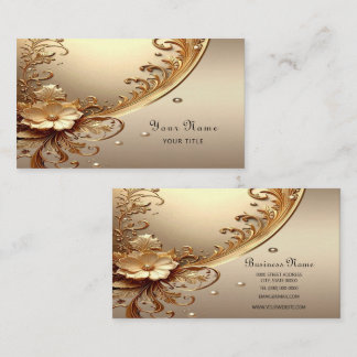 Golden Ornate Floral Business Card