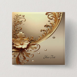 Golden Ornate Floral Button