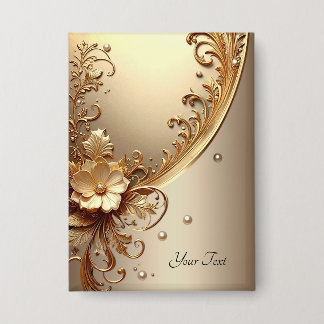 Golden Ornate Floral Button