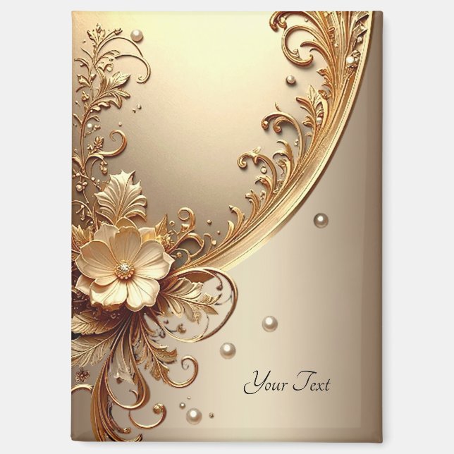 Golden Ornate Floral Magnet (Front)
