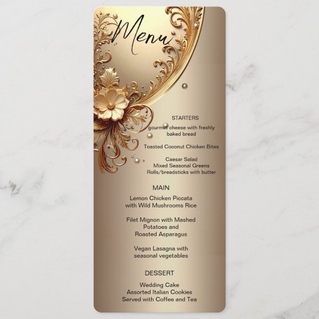 Golden Ornate Floral Menu (Front)