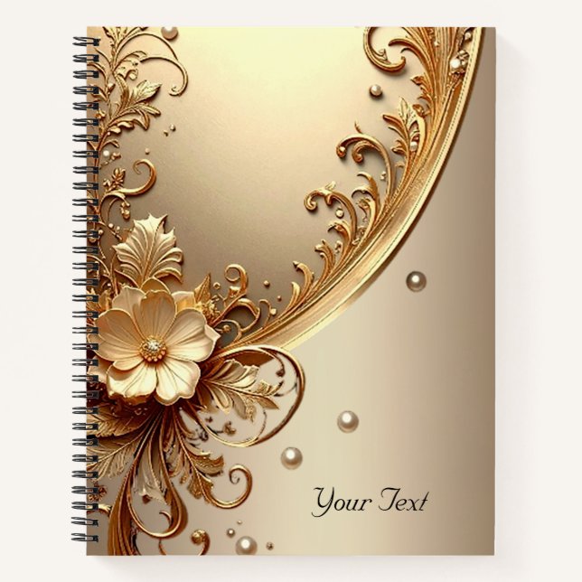 Golden Ornate Floral Notebook (Front)