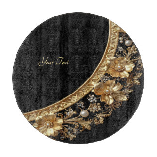 Golden Ornate Flowers Cutting Board