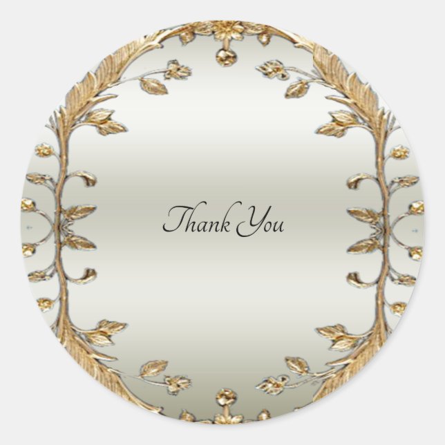 Golden Ornate Flowers Seal Sticker (Front)