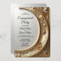 Golden Ornate Frame Engagement Invitation