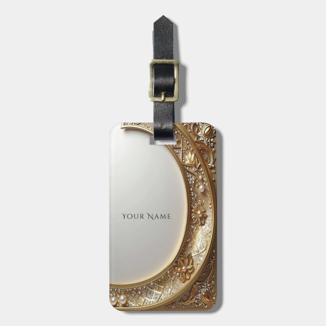 Golden Ornate Frame Luggage Tag (Front Vertical)