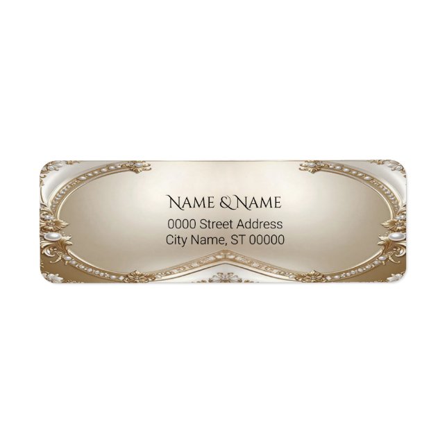 Golden Ornate Frame Pear Return Address Label (Front)