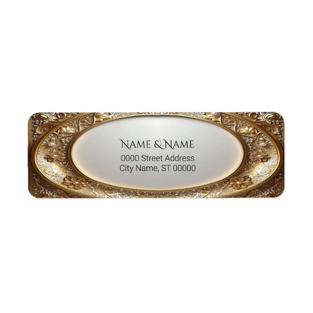 Golden Ornate Frame Return Address Label (Front)