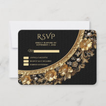 Golden Ornate Frame RSVP Card