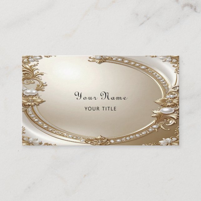Golden Ornate Frame with Pearls Business Card (Front)