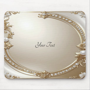 Golden Ornate Frame with Pearls Mousepad