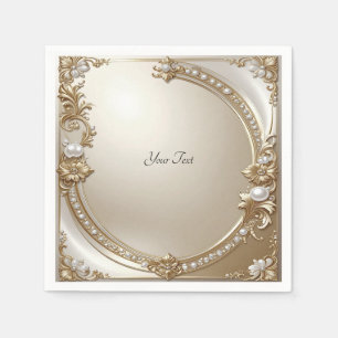 Golden Ornate Frame with Pearls Napkin