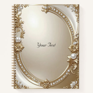 Golden Ornate Frame with Pearls Notebook