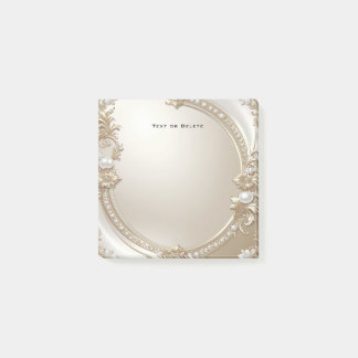 Golden Ornate Frame with Pearls Post it Notes