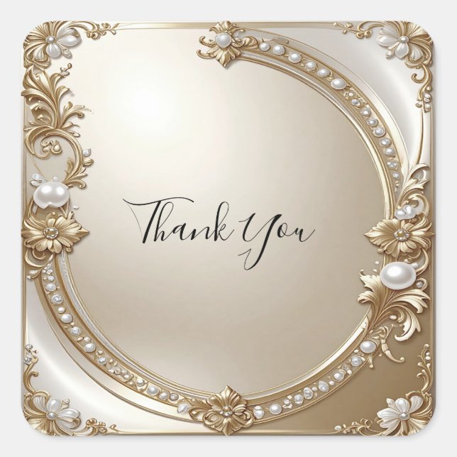 Golden Ornate Frame with Pearls Sticker (Front)