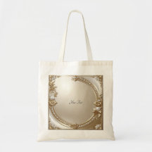 Golden Ornate Frame with Pearls Tote Bag