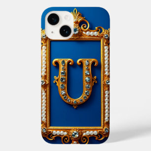 Golden Ornate Letter U with Jewels Case-Mate iPhone 14 Case