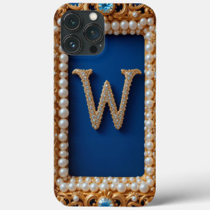 Golden Ornate Letter W with Jewels iPhone 13 Pro Max Case