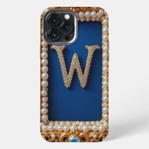Golden Ornate Letter W with Jewels iPhone 13 Pro Max Case
