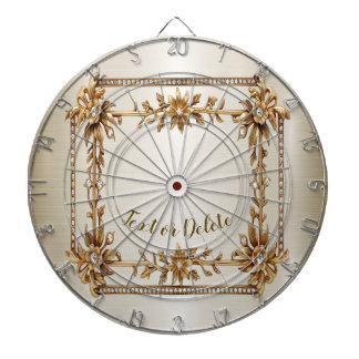 Golden Ornate Rectangle Dimond Flowers Shiny Dartboard