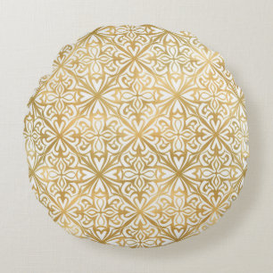 Golden Ornate Round Cushion