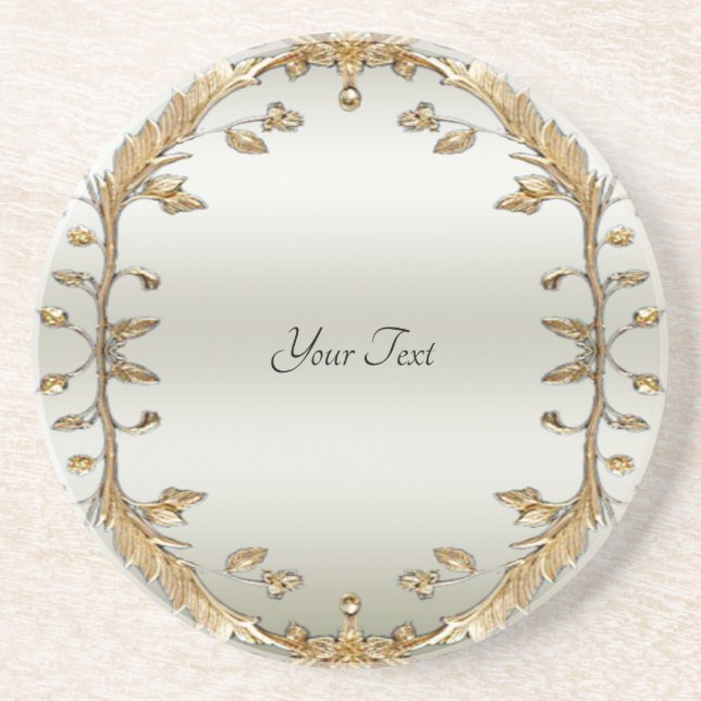 Golden Ornate Sandstone Coaster (Front)