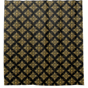 Golden Ornate Snowflake Pattern Shower Curtain
