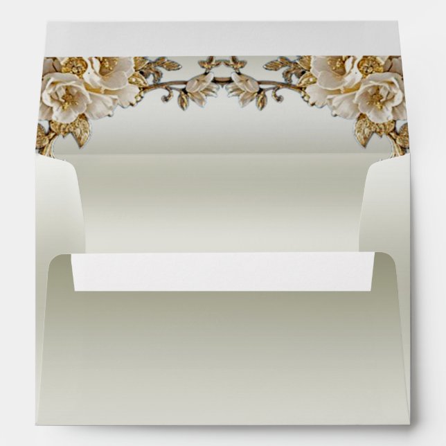 Golden Ornate White Flowers Envelope (Back (Bottom))