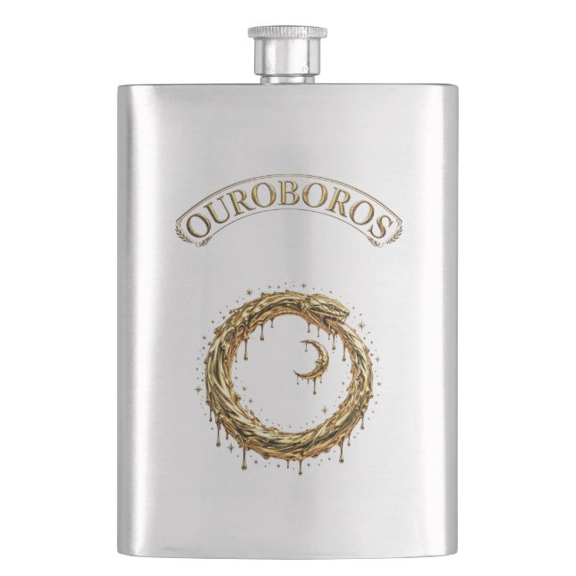 Golden Ouroboros Hip Flask (Front)