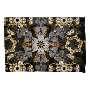 Golden Outline: Eastern Floral Decor Pillowcase