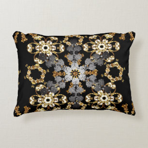 Golden outline floral decor. Eastern style element Decorative Cushion