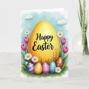 Golden Ovoid Happy Easter Card