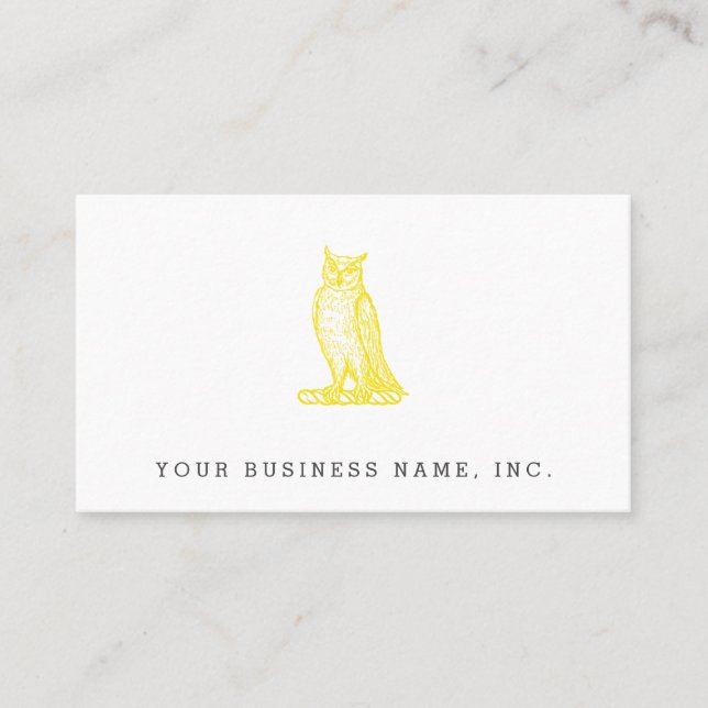 Golden Owl Crest Letterpress Style Business Card (Front)