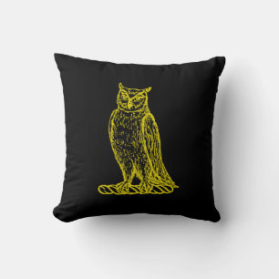 Golden Owl Crest Letterpress Style Cushion