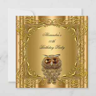 Golden Owl Elite Elegant Gold Birthday Party 2 Invitation