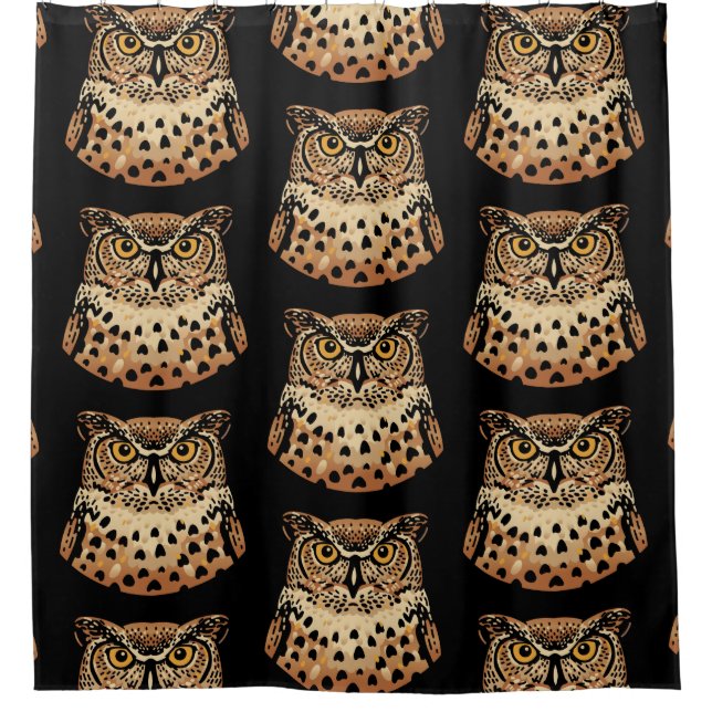 Golden Owl for Halloween, Thanksgiving, Autumn Shower Curtain (Front)