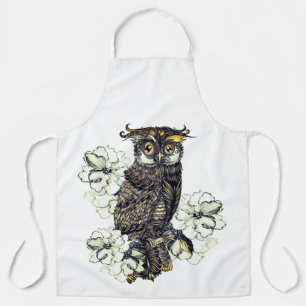 Golden Owl Green Orchids Apron
