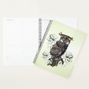 Golden Owl Green Orchids Planner