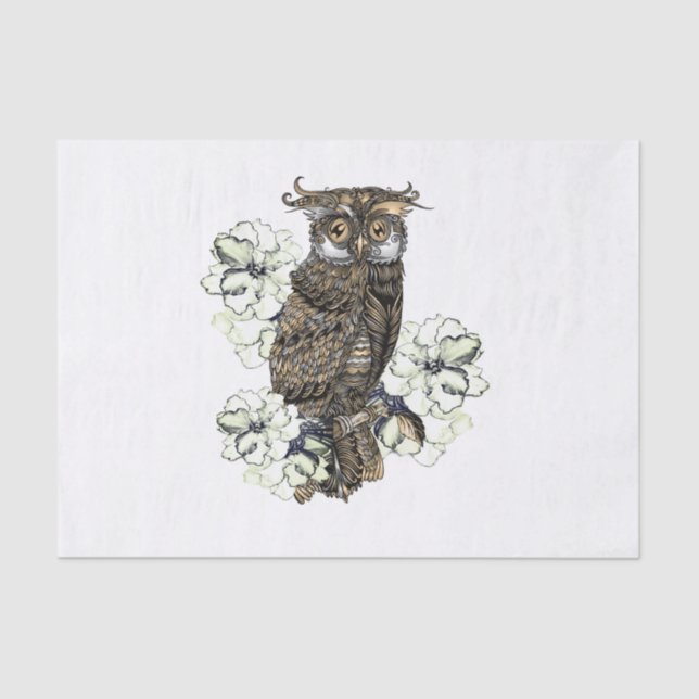 Golden Owl Green Orchids Tissue Paper (Front)